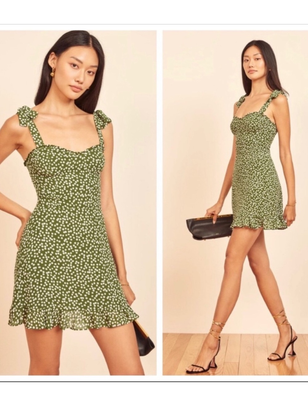 Reformation Christine Dress Green Floral 2
